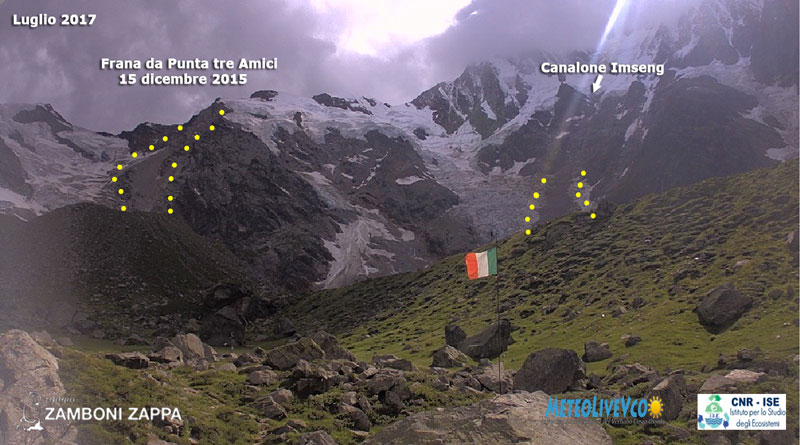 In aumento le colate detritiche dalla Est del Monte Rosa