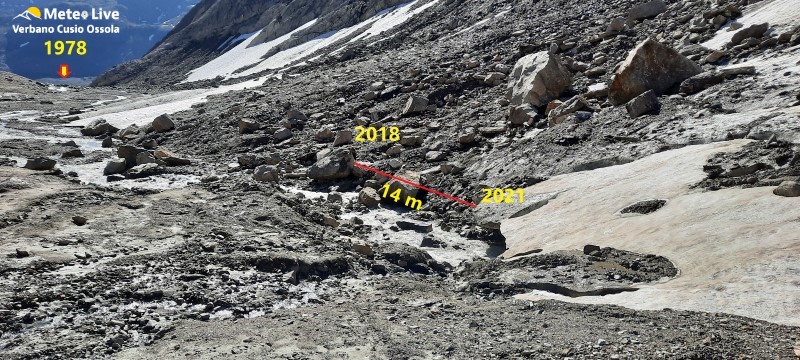 1- Il Ghiacciaio Sabbioni Nord in tre anni ha perso 14 Metri