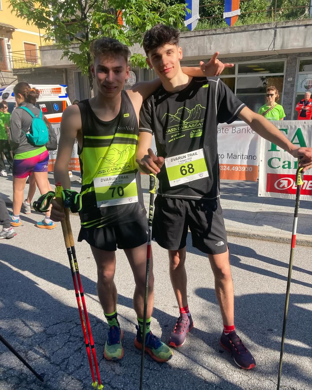Morelli e Claisen, della squadra giovani ASD Cairasca, al DvaRun Trail