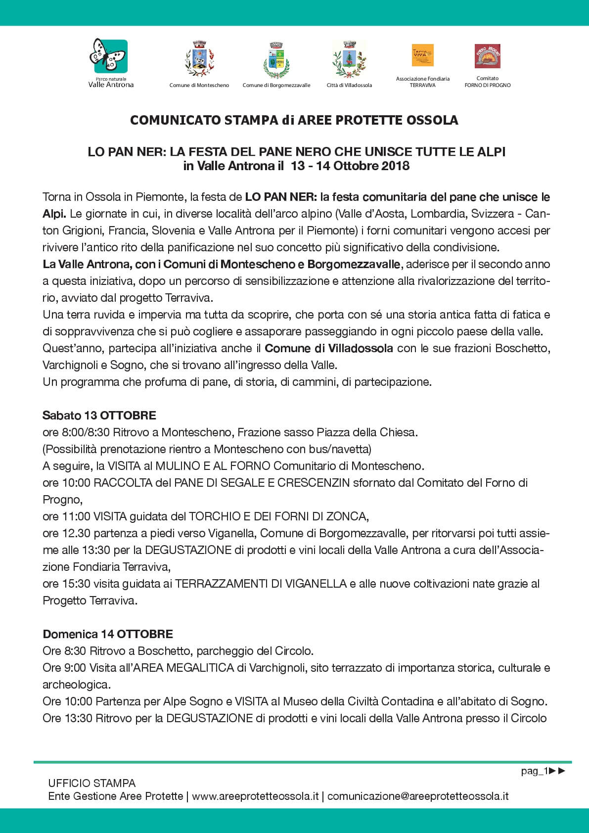 Aree protette Ossola LOPANNER comunicato 102018 ese