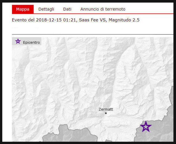 Terremoto con epicentro nel territorio di Macugnaga
