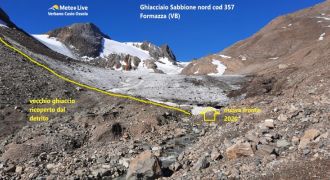 Il ghiacciaio Sabbioni nord in tre anni ha perso 14 metri