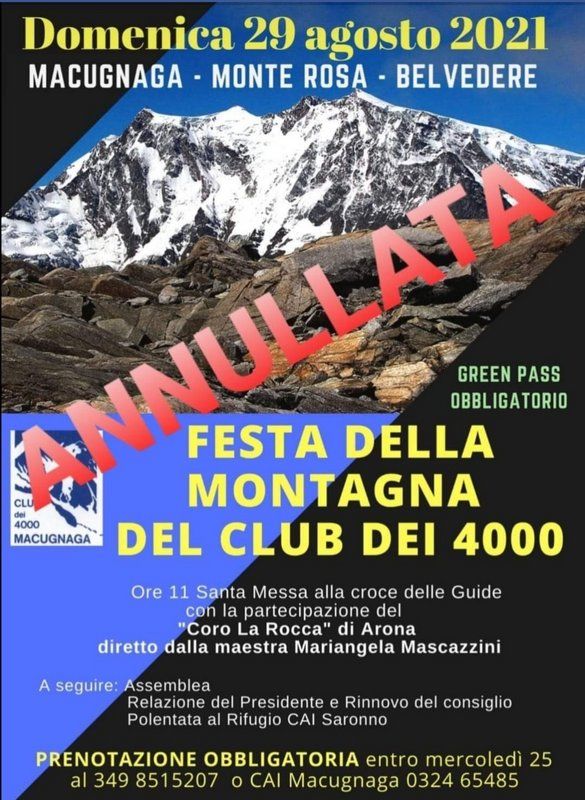 Annullato il Raduno del Club dei 4000