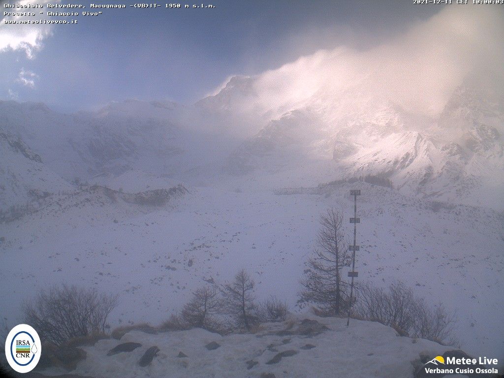 Ghiacciaio Belvedere: forti raffiche di vento