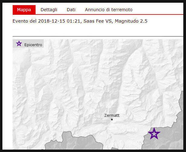 Terremoto con epicentro nel territorio di Macugnaga