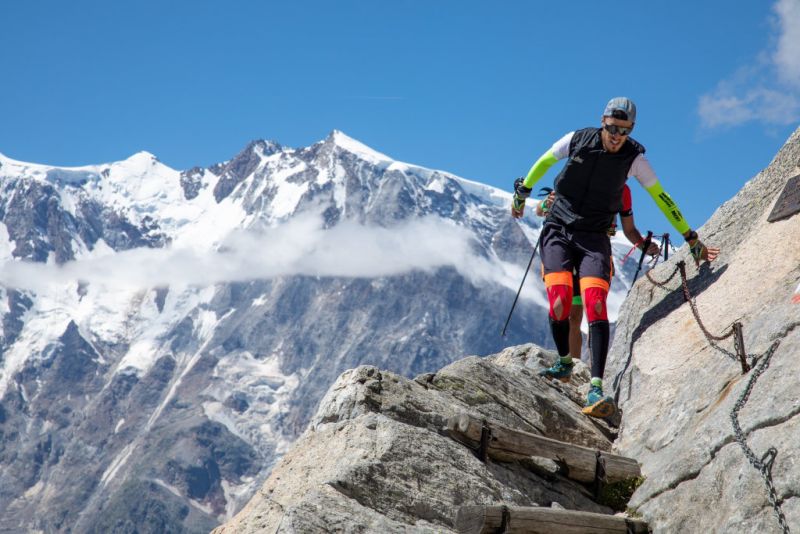 Sportivi ai piedi del Monte Rosa