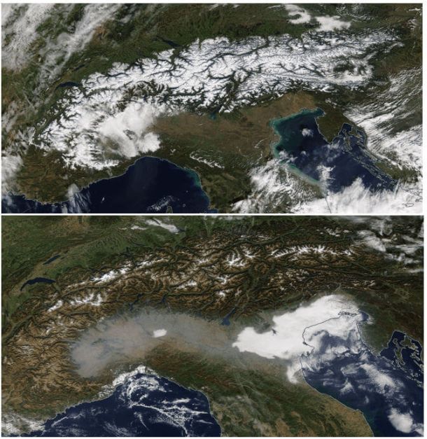 Ottobre, Alpi senza neve - raffronto fra il 2010 e il 2017