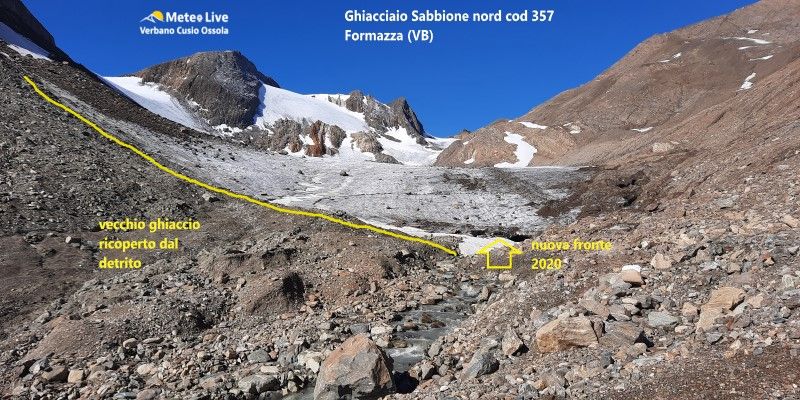 Il ghiacciaio Sabbioni nord in tre anni ha perso 14 metri